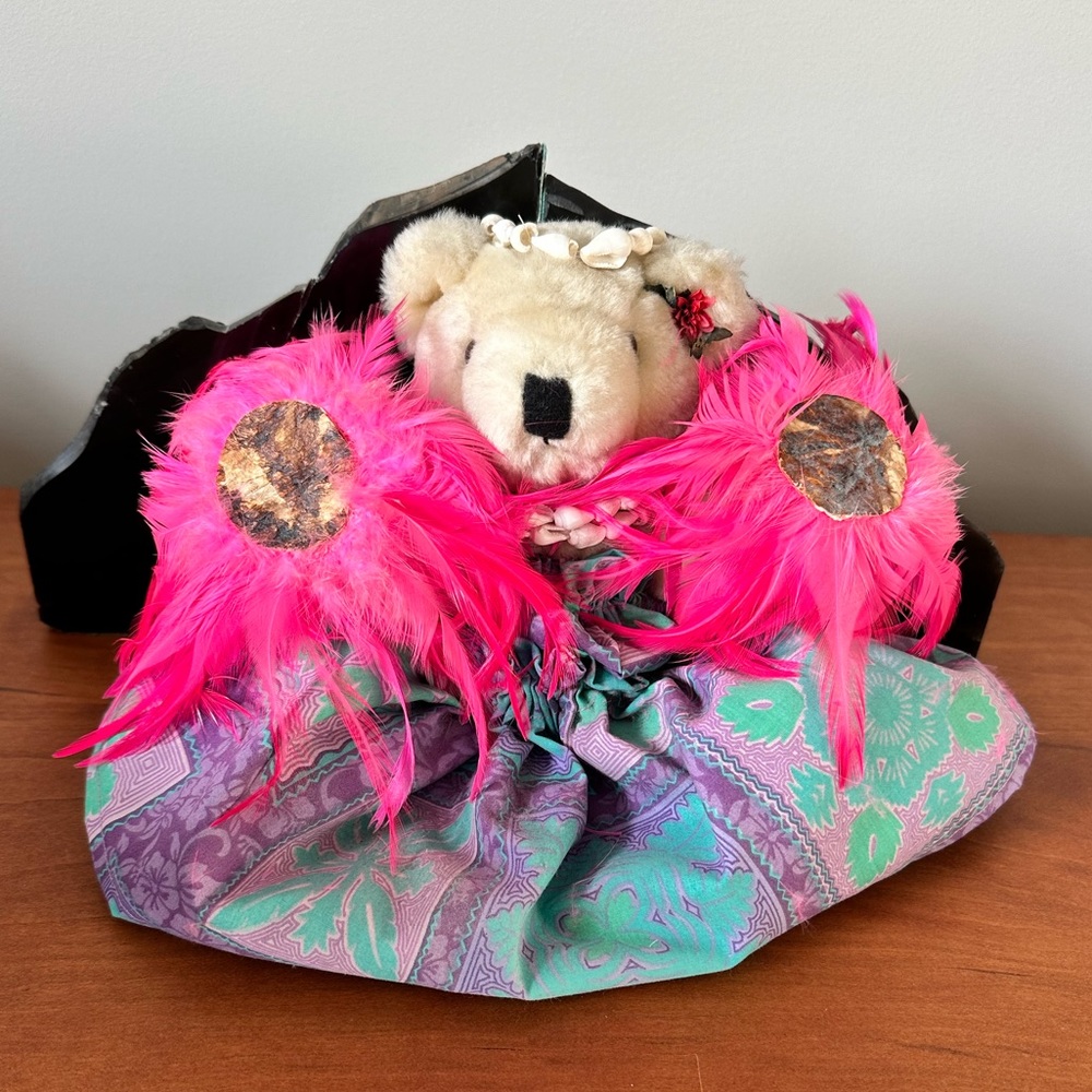 Hawaiian hula bear with 'Uli'uli rattles
